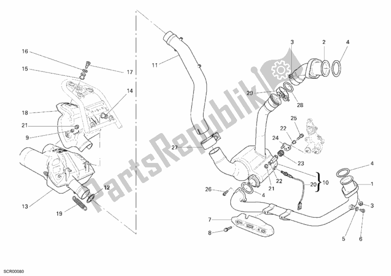 Toutes les pièces pour le Système D'échappement du Ducati Multistrada 1100 S USA 2007